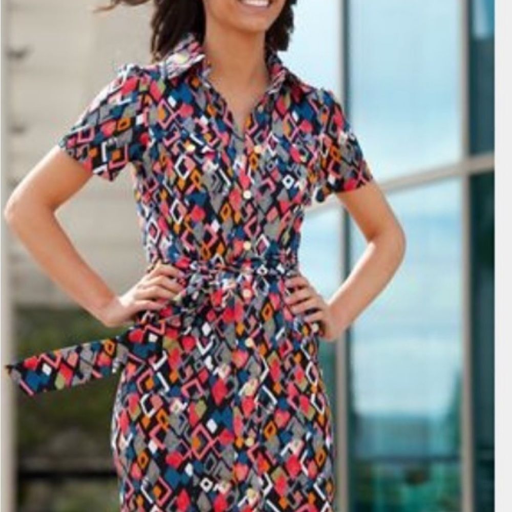 Tracy Negoshian XS shirt dress multi colored Girls best friend